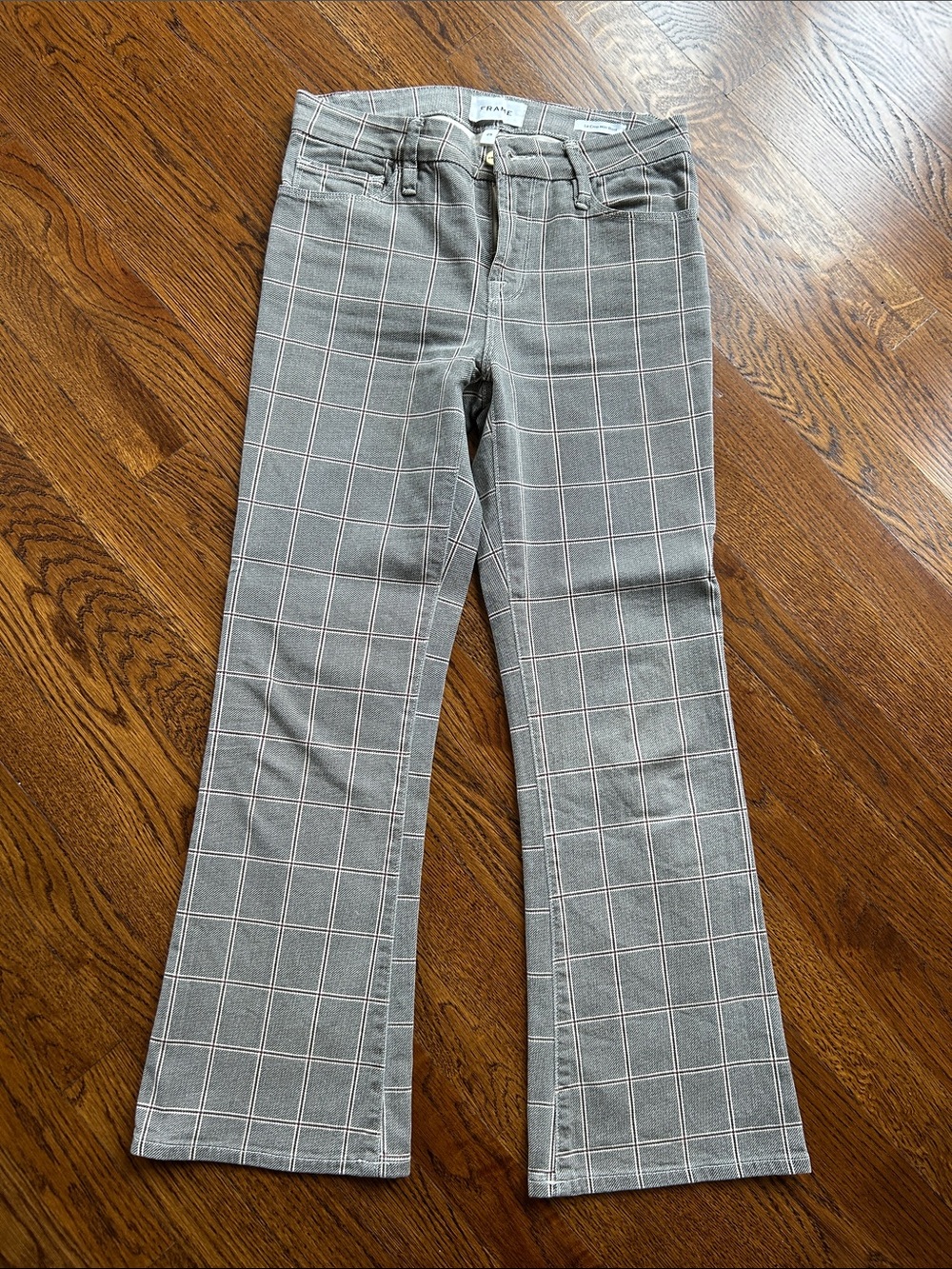 Frame Plaid Bootcut Pants in Gray - Women's